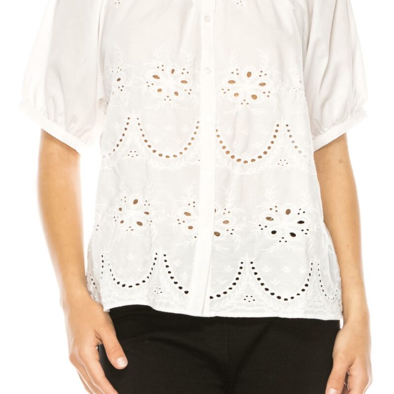 FLORAL EYELET TOP BY GRAND & G.